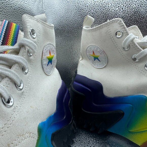 Size M10.5/W12 Converse Run Star Motion Platform High Unisex White Shoes A02262C - Picture 4 of 10